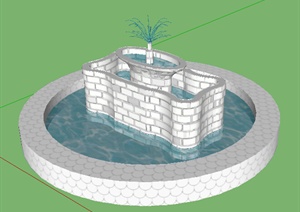 园林景观之喷泉水景设计SU(草图大师)模型45