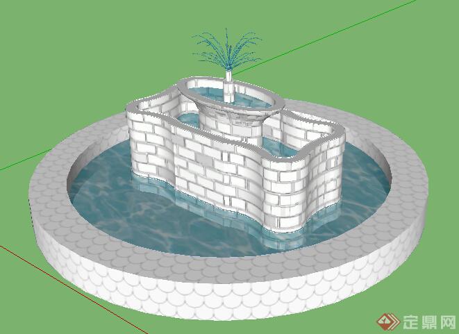 园林景观之喷泉水景设计su模型45(1)