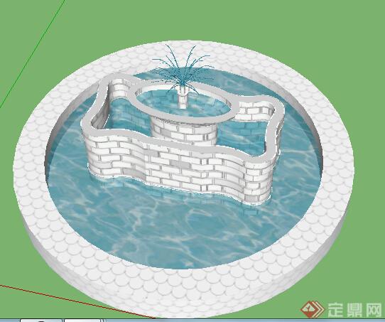 园林景观之喷泉水景设计su模型45(2)