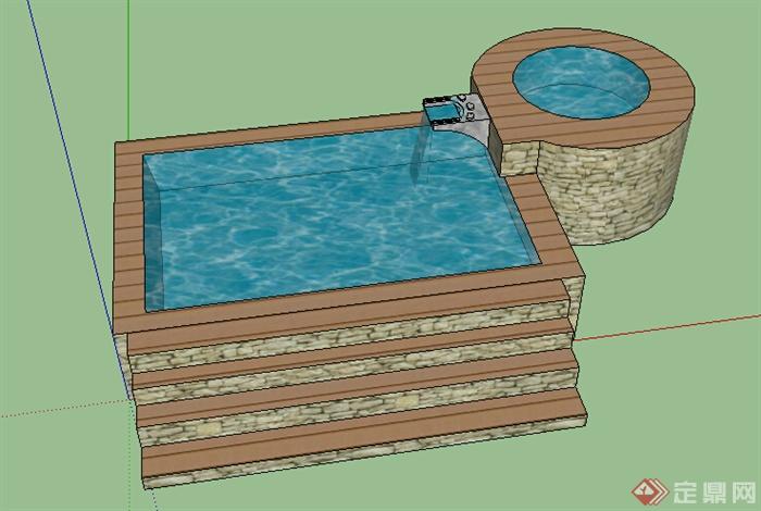 园林景观之水池水景设计su模型(1)