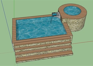 园林景观之水池水景设计SU(草图大师)模型