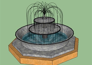 园林景观之喷泉水景设计SU(草图大师)模型50