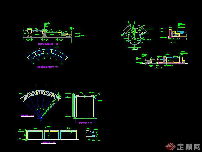 园林景观之现代长廊设计施工图（dwg格式）(1)