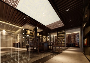 室内装饰之现代中式茶室室内设计施工图（dwg格式）
