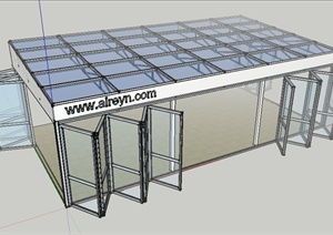 某网站玻璃展厅建筑设计SU(草图大师)模型