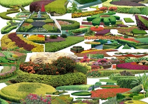 多个花池、花坛景观设计PSD素材