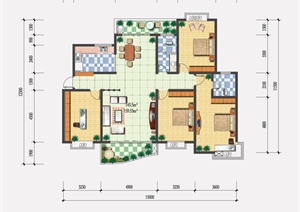 某四室两厅室内设计户型平面图psd格式