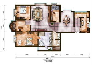 某四室住宅装饰设计PSD方案图
