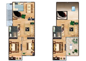 某两室一厅室内设计PSD方案图