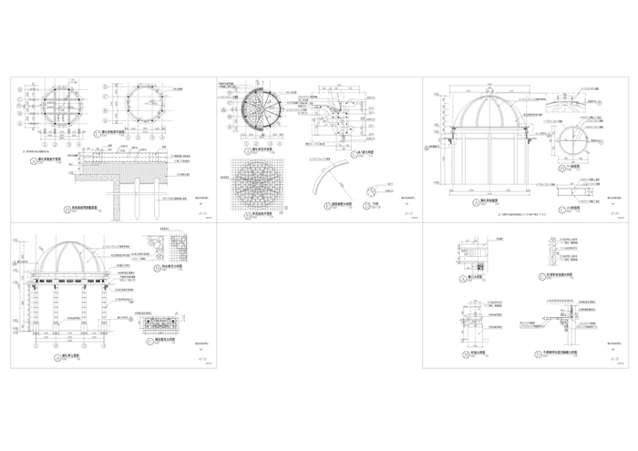 某欧式罗马圆顶景观亭设计施工图纸