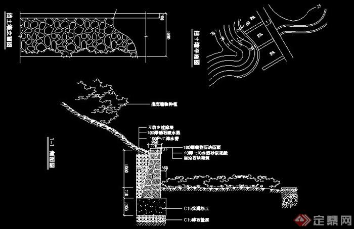 某景观挡土墙施工 平 立 剖面图 设计cad格式