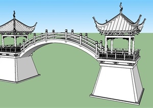 某古代跨虹长亭建筑设计模型SU(草图大师)格式