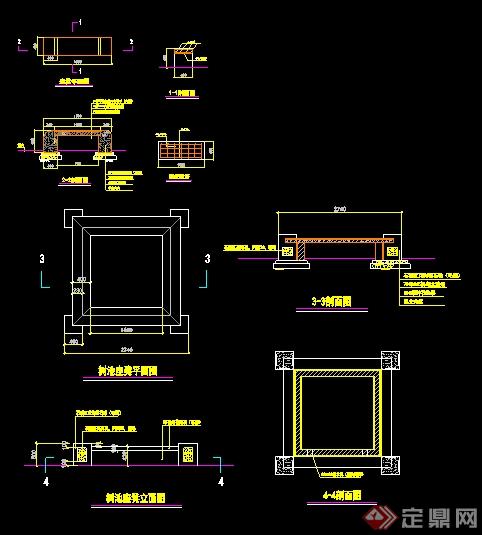 某园林景观树池坐凳设计施工图纸(1)