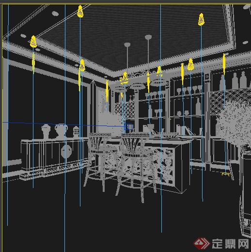 某混搭风格客餐厅室内装饰设计3DMAX模型(2)