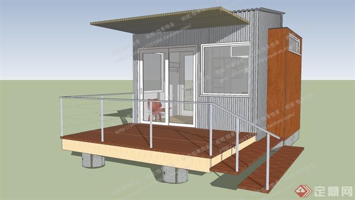 某地单层一室乡村小屋建筑模型SU格式