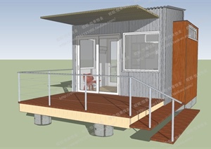 某地单层一室乡村小屋建筑模型SU(草图大师)格式