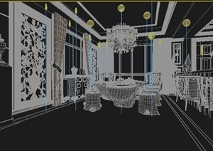 某混搭风格餐厅以及品茶室室内装饰设计3DMAX模型