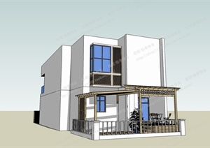 某两层现代别墅建筑模型图SU(草图大师)格式