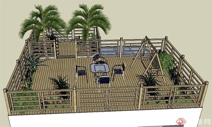 某住宅屋顶休闲花园建筑景观设计su模型(2)