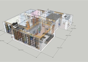 某三室两厅住宅室内设计SU(草图大师)模型