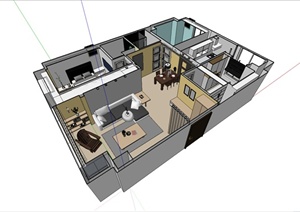 某美式风格住宅空间室内设计SU(草图大师)模型