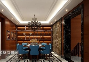 某欧式复式住宅餐厅室内装饰3DMAX模型