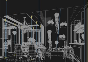 某欧式风格餐厅以及厨房室内设计3DMAX模型