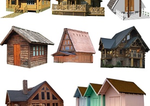 8款木屋、住宅建筑psd素材