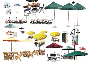 景观太阳伞和桌椅设计PSD素材