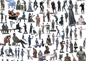 多款人物雕塑素材效果图PSD格式