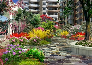 某住宅区花园景观设计效果图