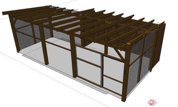 某木制阳光房建筑设计整体su模型(2)