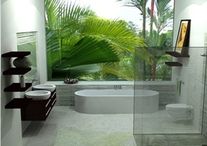 某现代风格室内设计卫生间整体SU(草图大师)模型