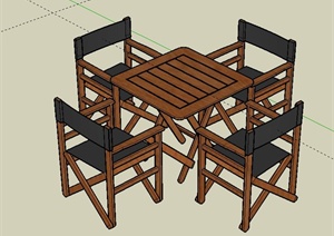一套折叠桌椅设计SU(草图大师)模型