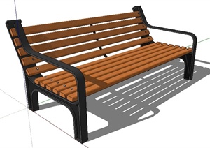 一个木制长椅SU(草图大师)模型