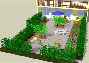 某住宅入户花园景观整体SU(草图大师)模型