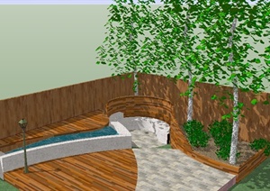 某住宅花园一角景观SU(草图大师)模型