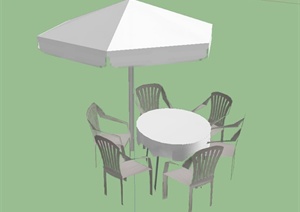 某室外伞桌设计SU(草图大师)白模
