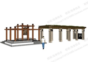 园林景观之欧式廊架设计SU(草图大师)模型5
