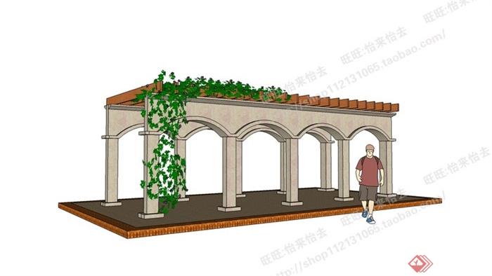 园林景观之廊架设计su模型8