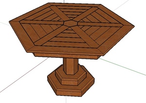 某木制六边桌SU(草图大师)模型