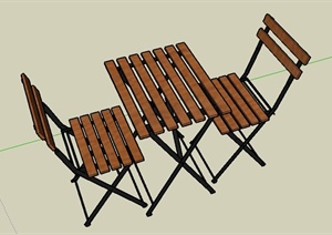 某木制休息桌椅组合SU(草图大师)模型