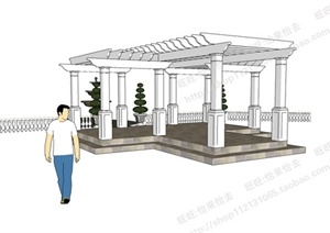 园林景观之廊架设计SU(草图大师)模型3