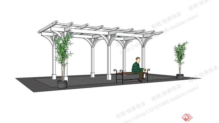 园林景观之廊架设计su模型1