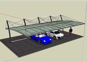 某停车廊景观设计SU(草图大师)模型