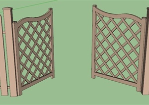 某木质简易栅栏门设计模型SU(草图大师)格式