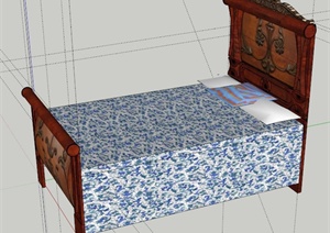 设计素材之古典中式床设计SU(草图大师)模型