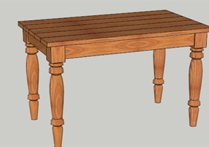 某中式简易木质桌子模型SU(草图大师)格式