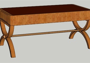 某现代中式木制造型桌子SU(草图大师)模型