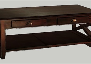 某中式木制矮柜、电视柜SU(草图大师)模型